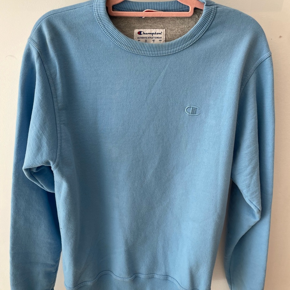 Champion Men's Light Blue Crewneck Sweater